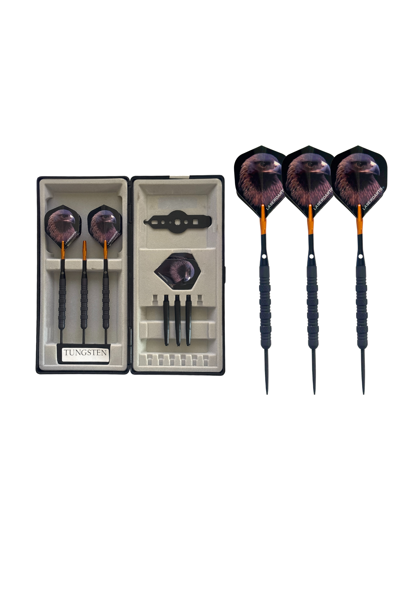 Laserdarts Dart Set w/Case Black Eagles Steel Tip - 21 grams