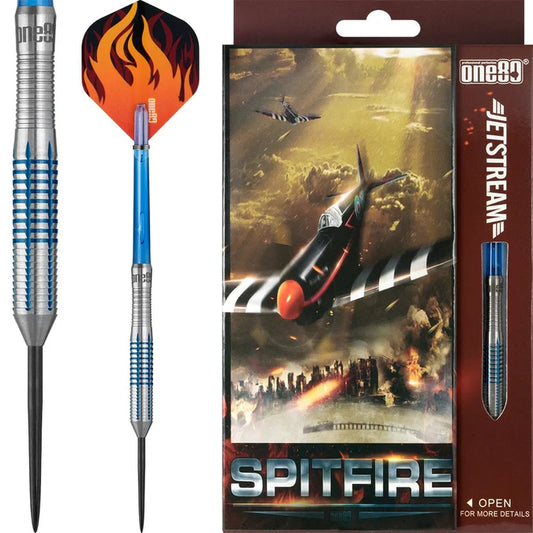 ONE80 Jetstream Darts - Steel Tip Tungsten - Blue - Spitfire 23 grams