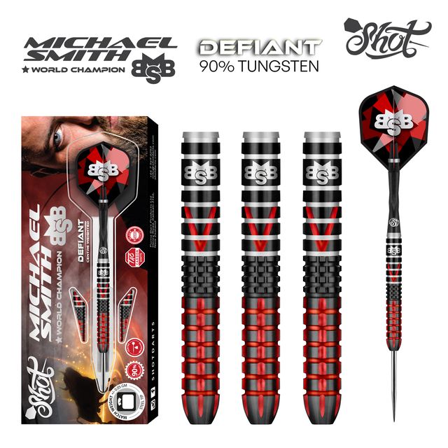 Shot Michael Smith Defiant 22G Steel Tip Darts