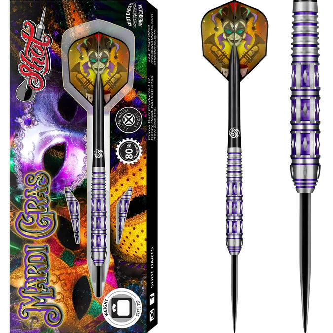 Shot Mardi Gras 23G Steel Tip Darts