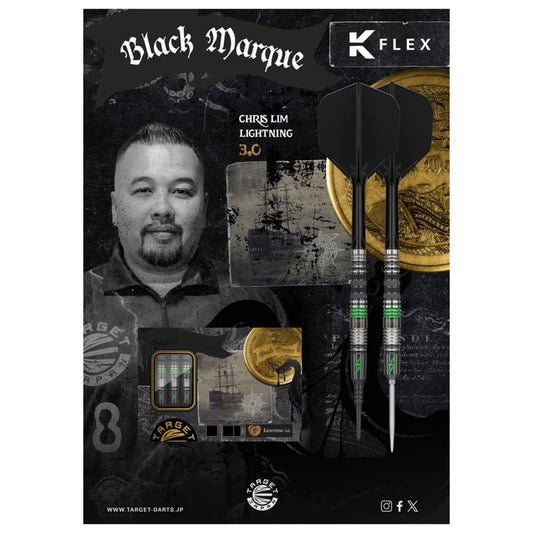Chris Lim Target Black Marque Lighting 3.0 Swiss Point Steel Tip Darts - 21gm