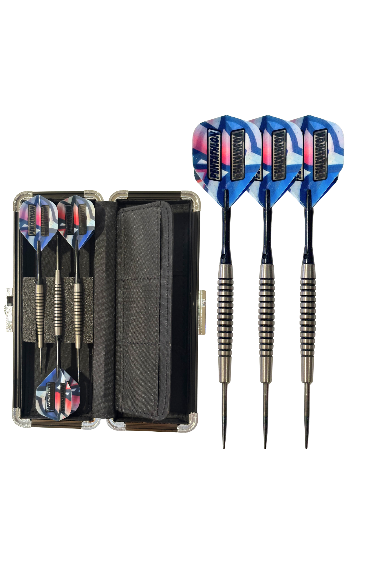 Harrows Dart Set w/Case Pentathlon Red/Blue Steel Tip - 22 grams