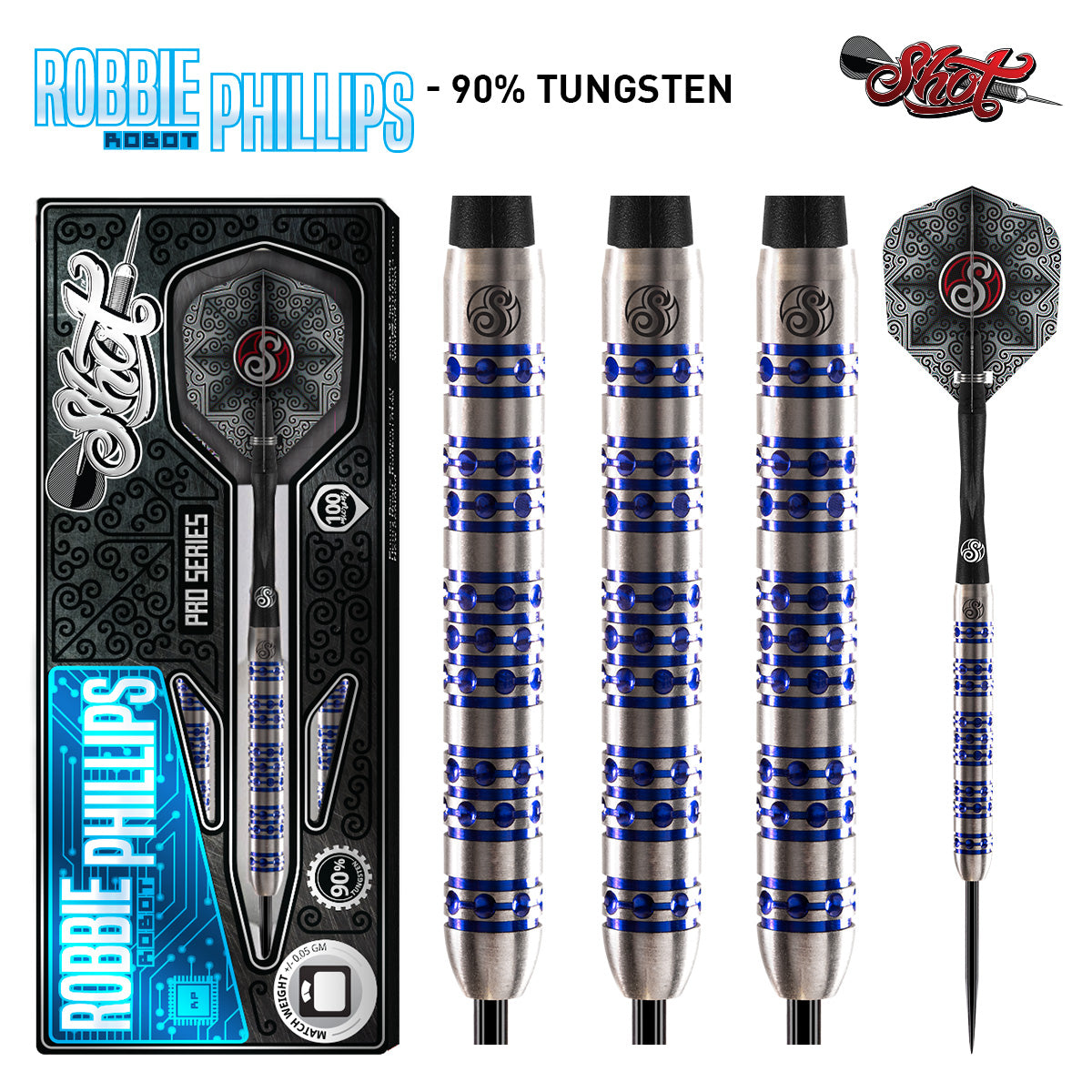 Shot Pro Series Robbie Phillips 22G Steel Tip Darts